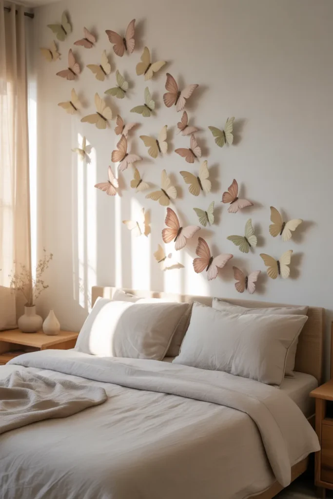 5. Butterfly Wall Decor Above the Bed