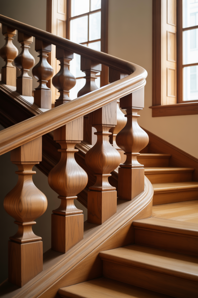 5. Turned Wooden Spindles for Traditional Homes