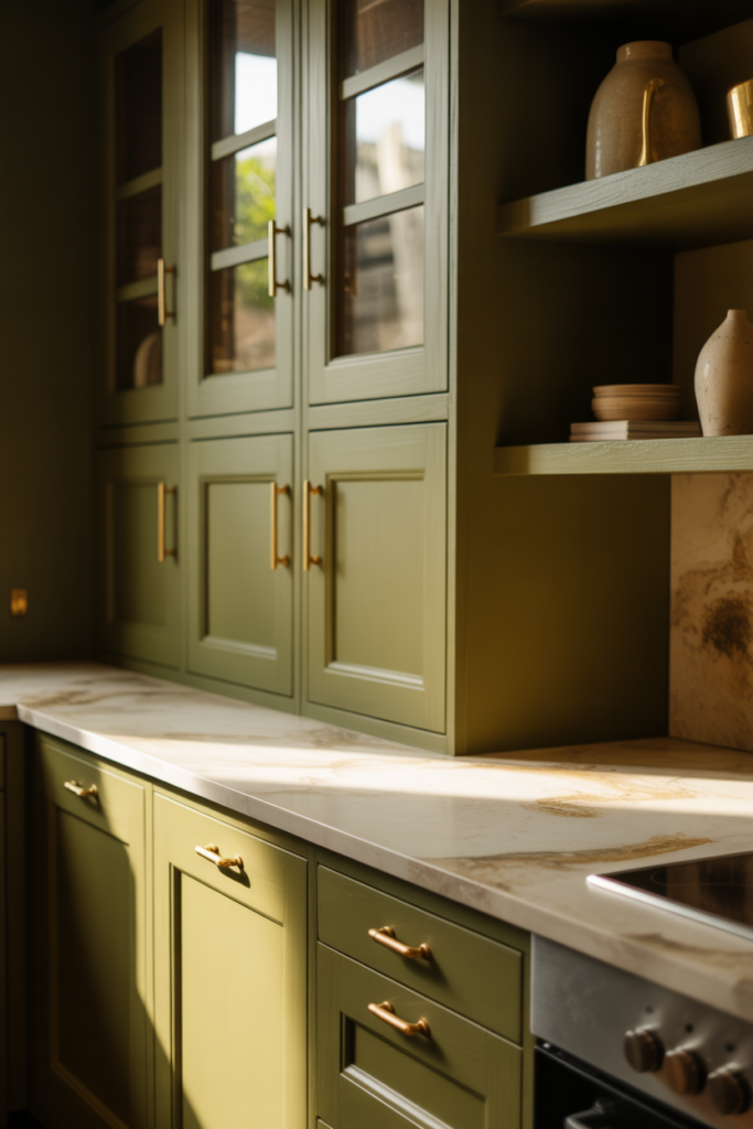 6 Inspiring Idea Paint Kitchen Cabinets Olive Green for Depth