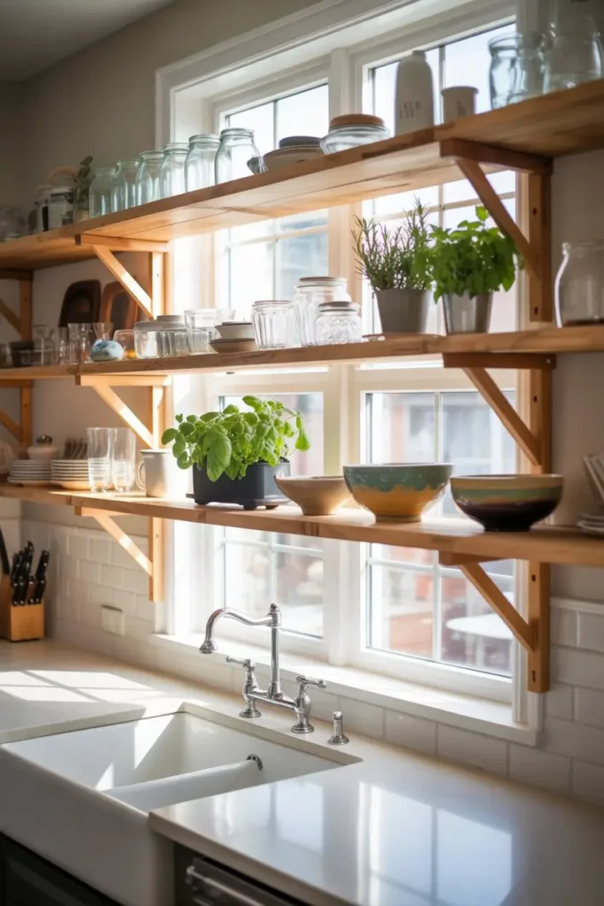 6. DIY Open Shelving Over the Sink