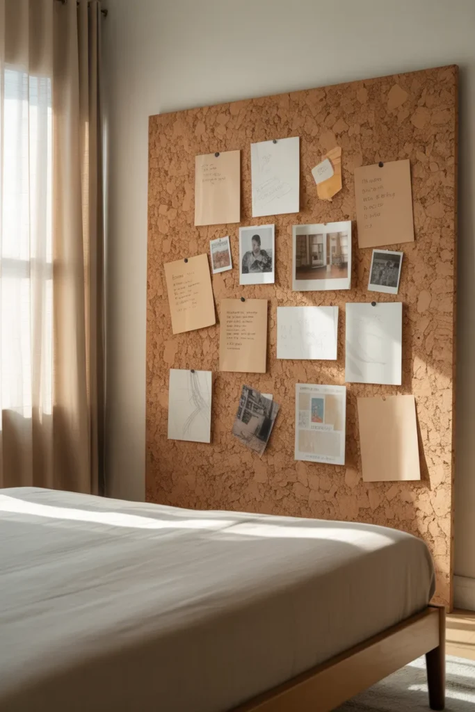 6. Large Cork Board as a Feature Wall