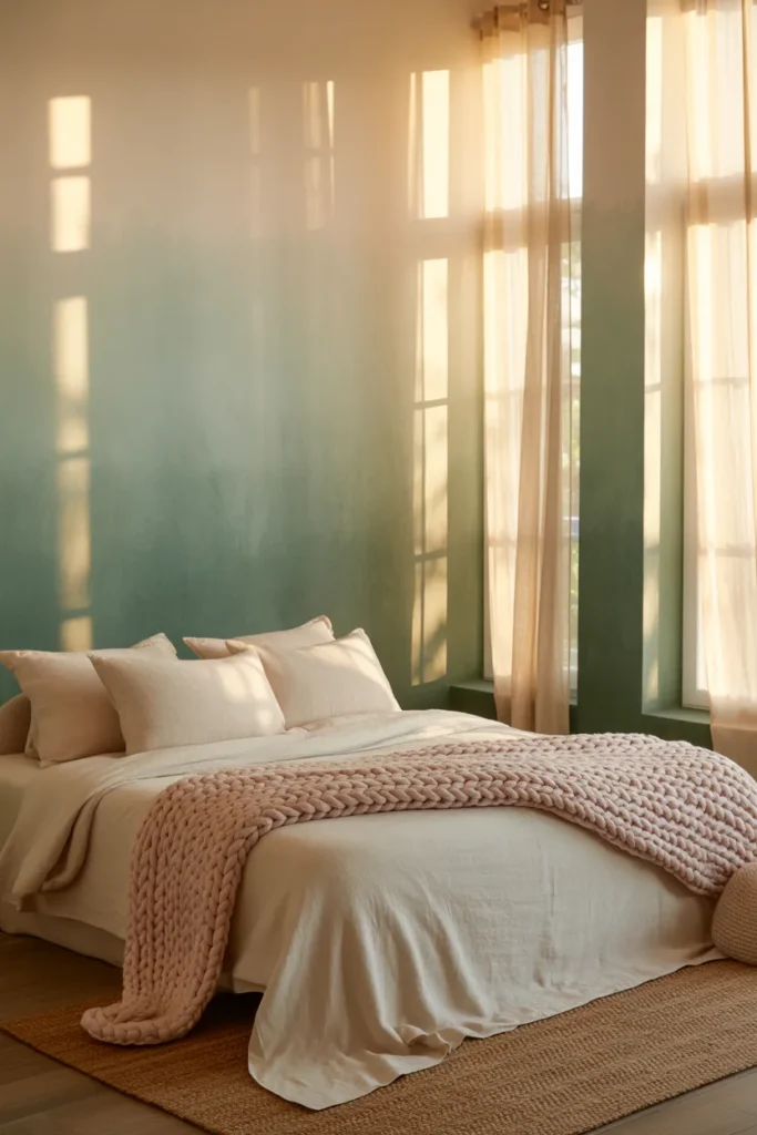 6. Ombre Bedroom Wall Painting