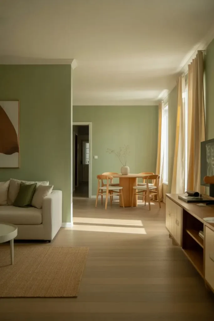 6. Soft Sage Green With Neutral Support