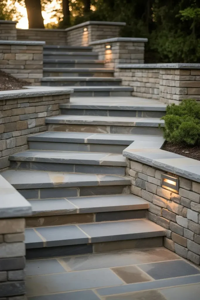 6. Steps Framed With Low Stone Walls