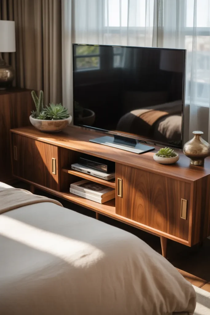 6. TV on a Stylish Media Console