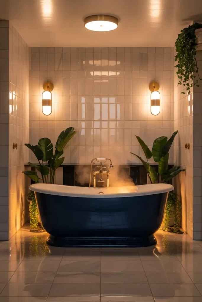 7 Use Soft Lighting Around the Tub Area