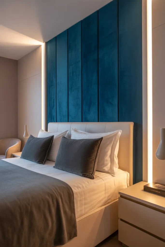 7. Blue Velvet Wall Panels for Dramatic Texture