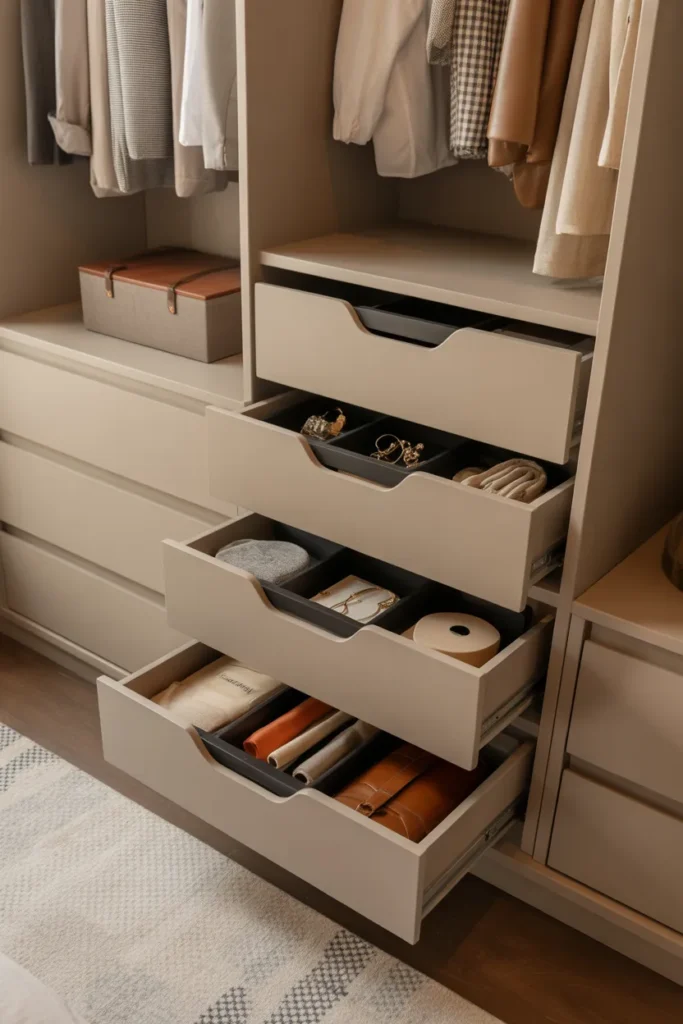 7. Built-In Drawers for Small Essentials