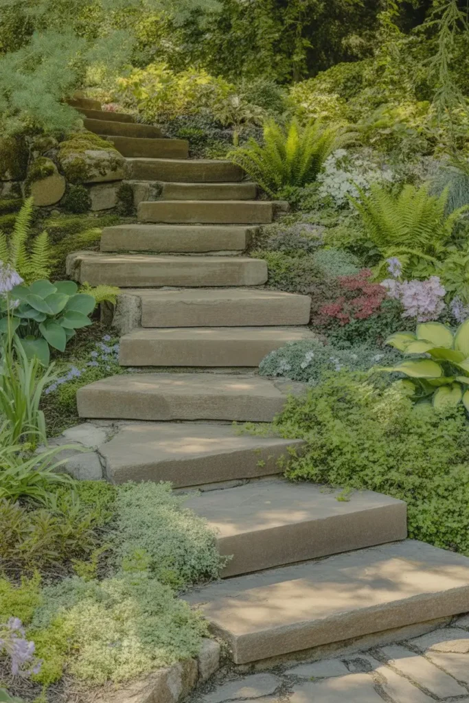 7. Garden Integrated Steps That Feel Alive