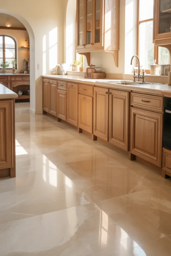 7. Marble Floors with Warm Beige Tones