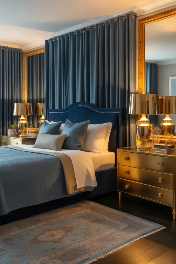 7. Pairing Navy with Metallic Accents