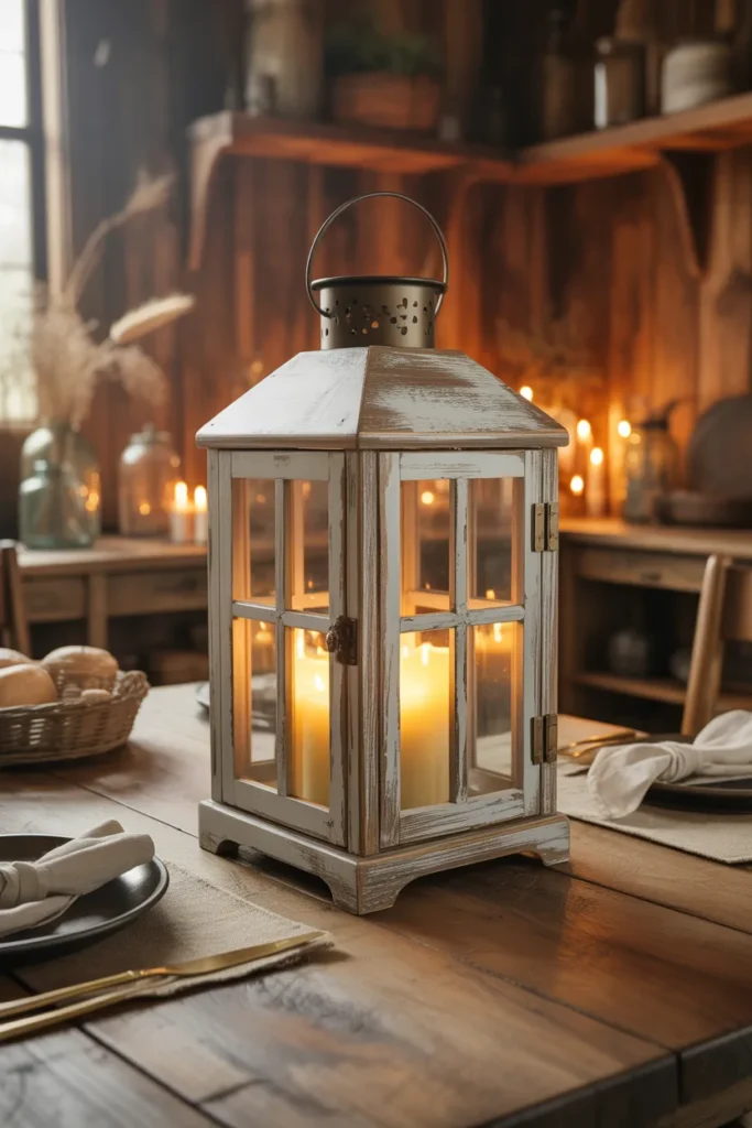 7. Rustic Lanterns as Statement Centerpieces