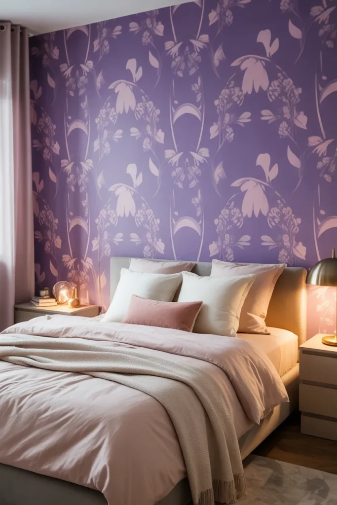 8. Purple Wallpaper with Pink Patterns