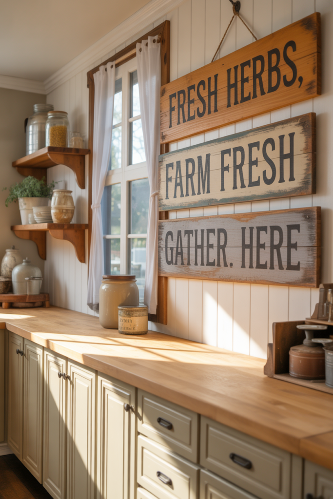 8. Rustic Wood Signs for Cozy Style