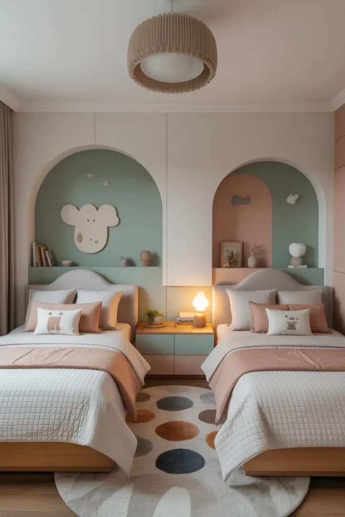 8. Shared Kids Bedroom with Clear Zones