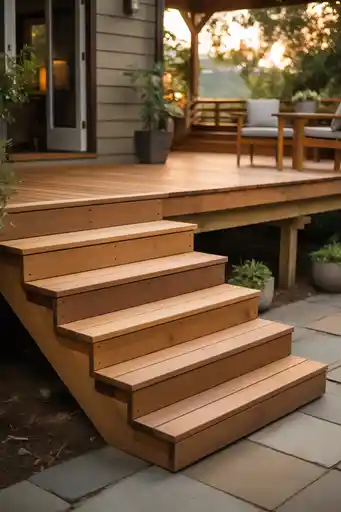 8. Wooden Deck Style Steps for Warmth