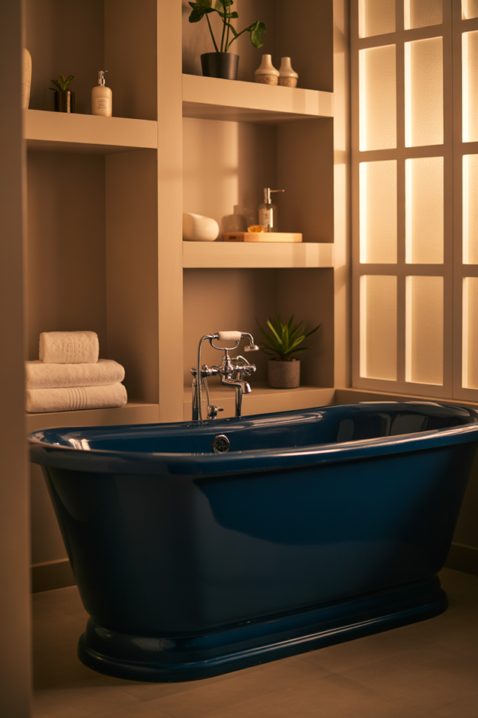 9 Frame the Tub With Built In Shelving