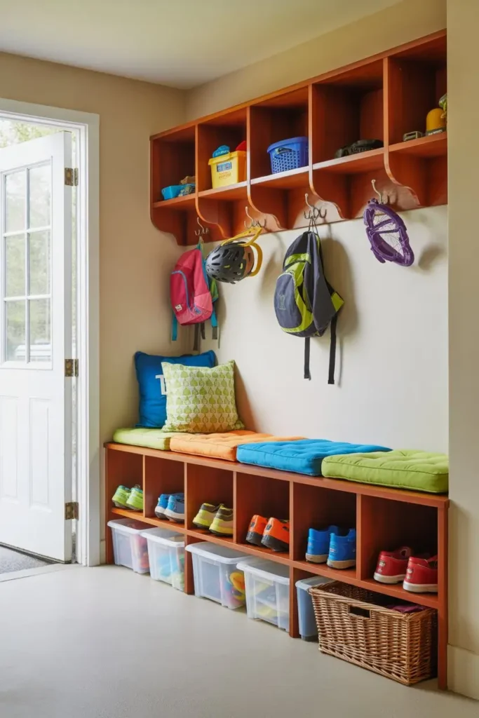 9 Mudroom Style Storage Near the Garage Door
