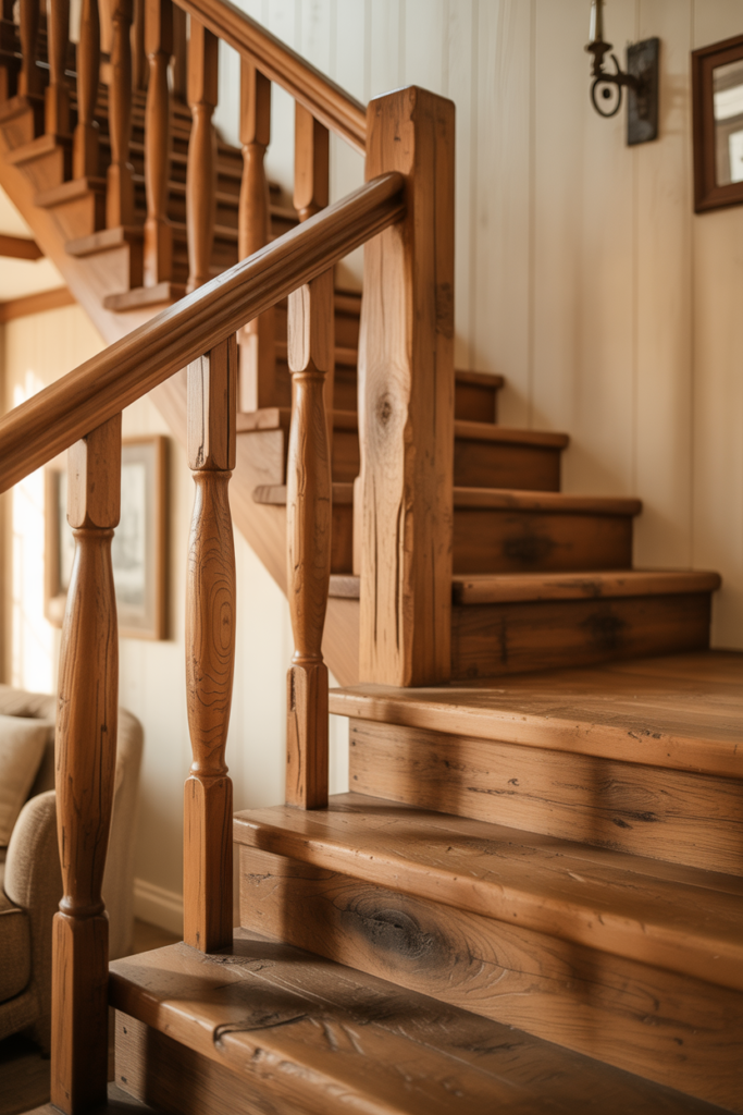 9. Rustic Wooden Spindles for Warm Homes