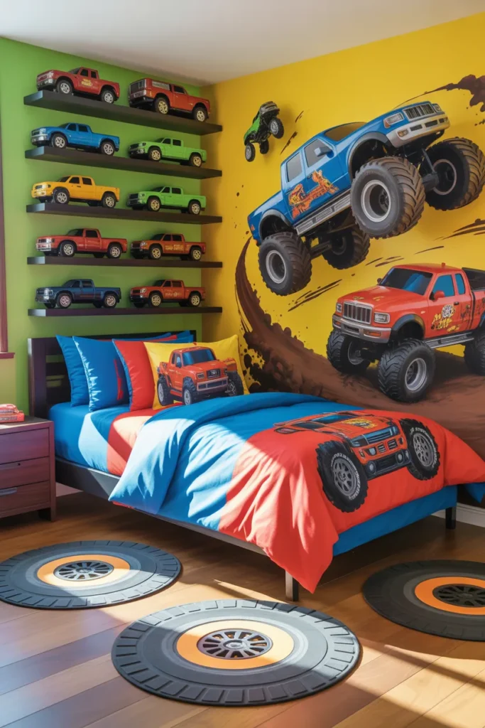 9. Shelves Displaying Truck Toys