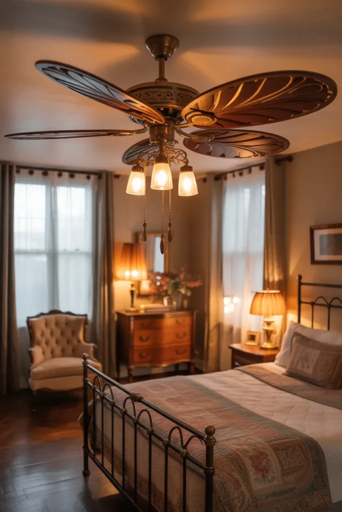 9. Vintage Ceiling Fan with Charm