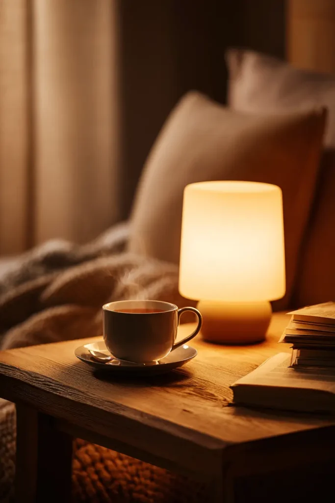 Bedside Table Details at Night