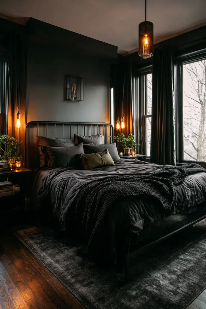 Black Bed Frames in Dark, Moody Bedrooms