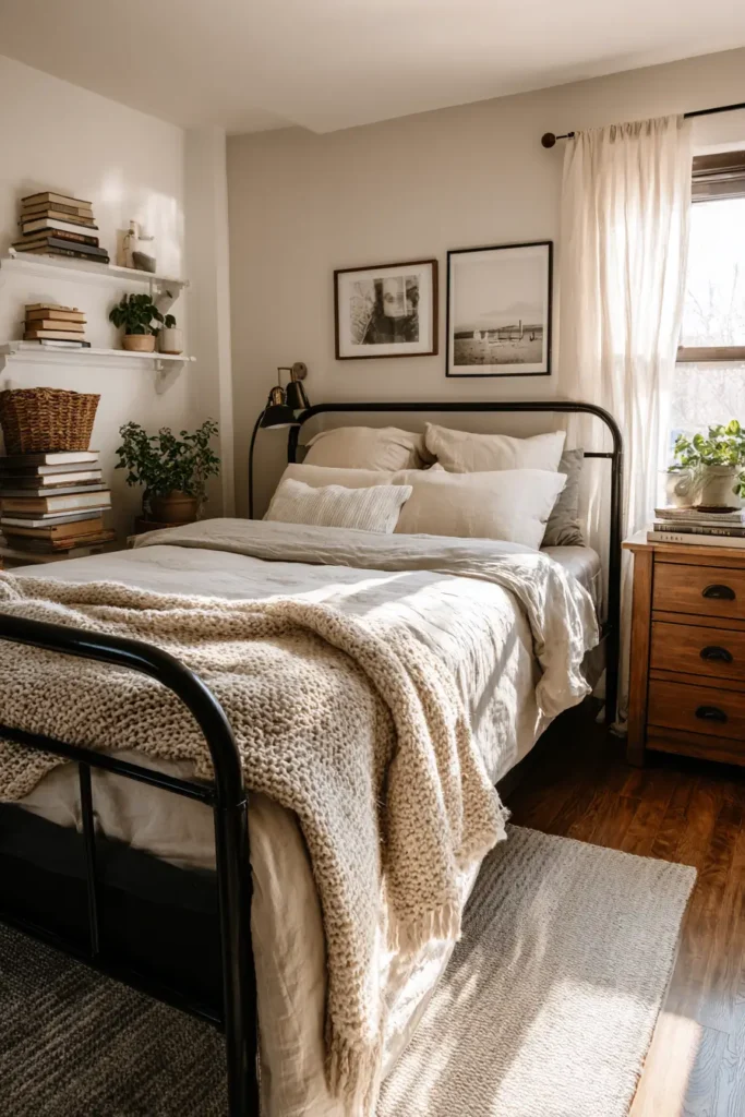 Black Bed Frames with Personal Decor Touches