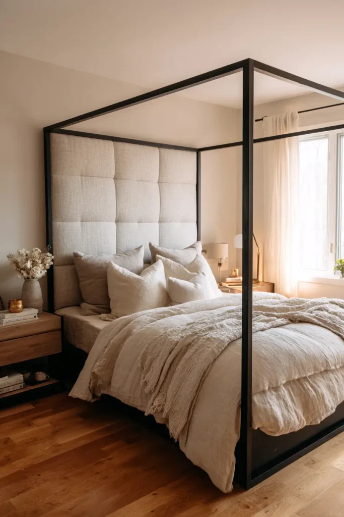 Black Bed Frames with Upholstered Headboards