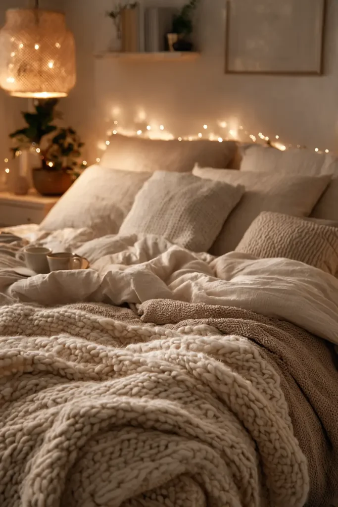 Cozy Night Photos with Textured Throws