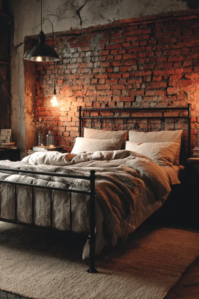 2. Industrial Chic Bedrooms with Exposed Texture