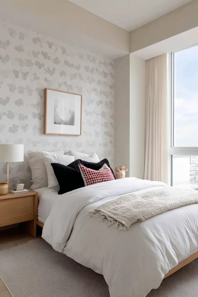 Mickey Mouse Accent Wall Behind the Bed