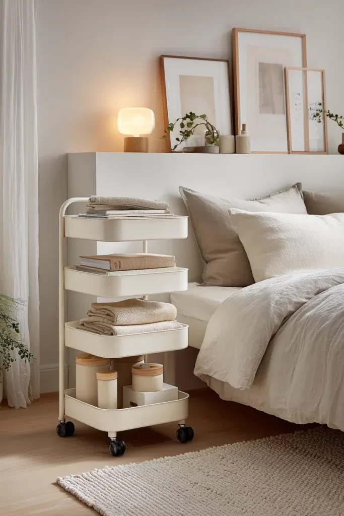 Neutral Utility Carts for Calm Bedroom Design