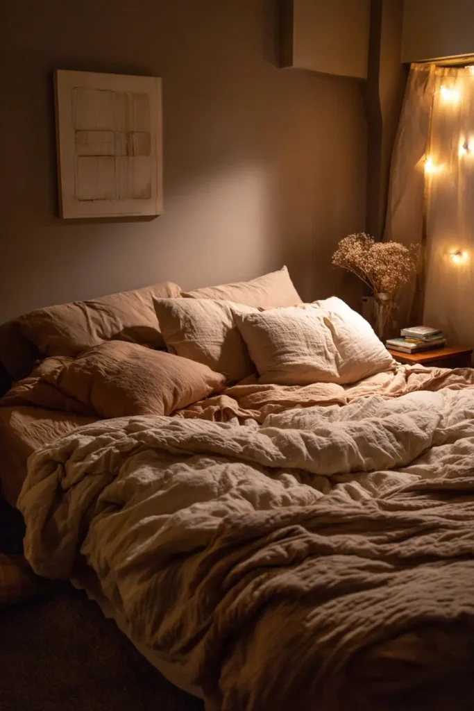 Nighttime Bedroom Photos with Warm Neutral Tones