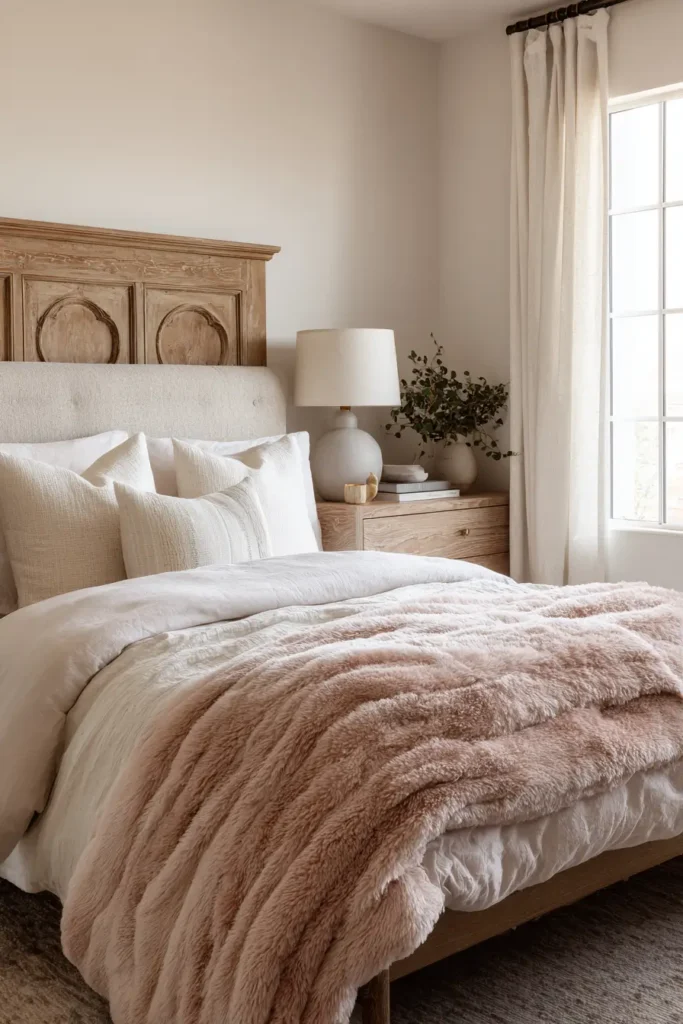 Pink Comforters with Textured Headboards