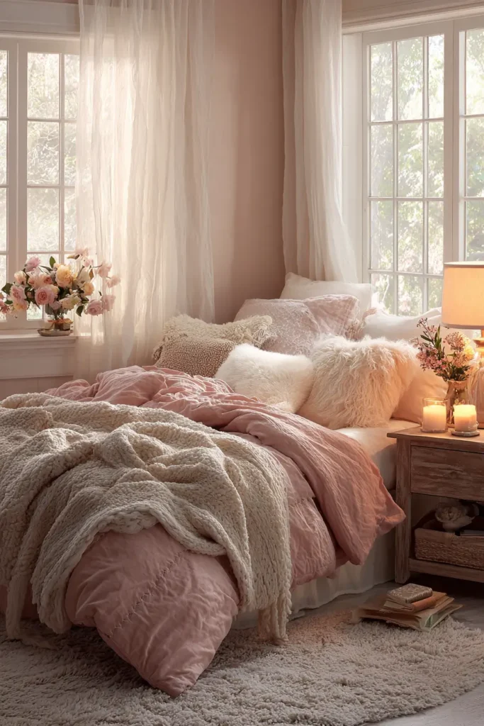 Romantic Bedrooms Styled with Pink Comforters
