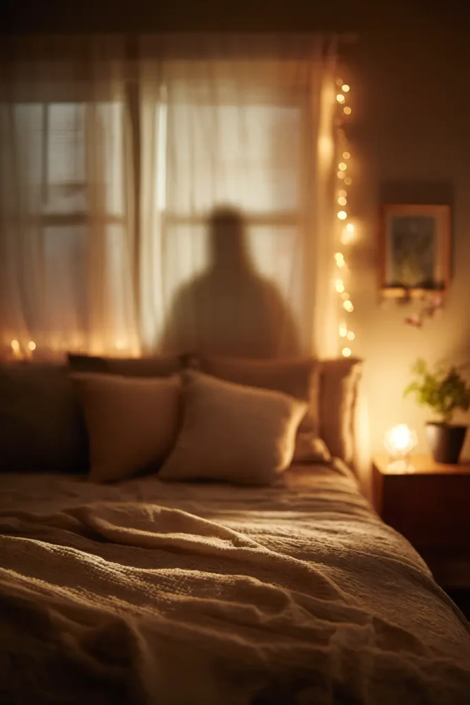 Romantic Silhouettes in Bedroom Night Light