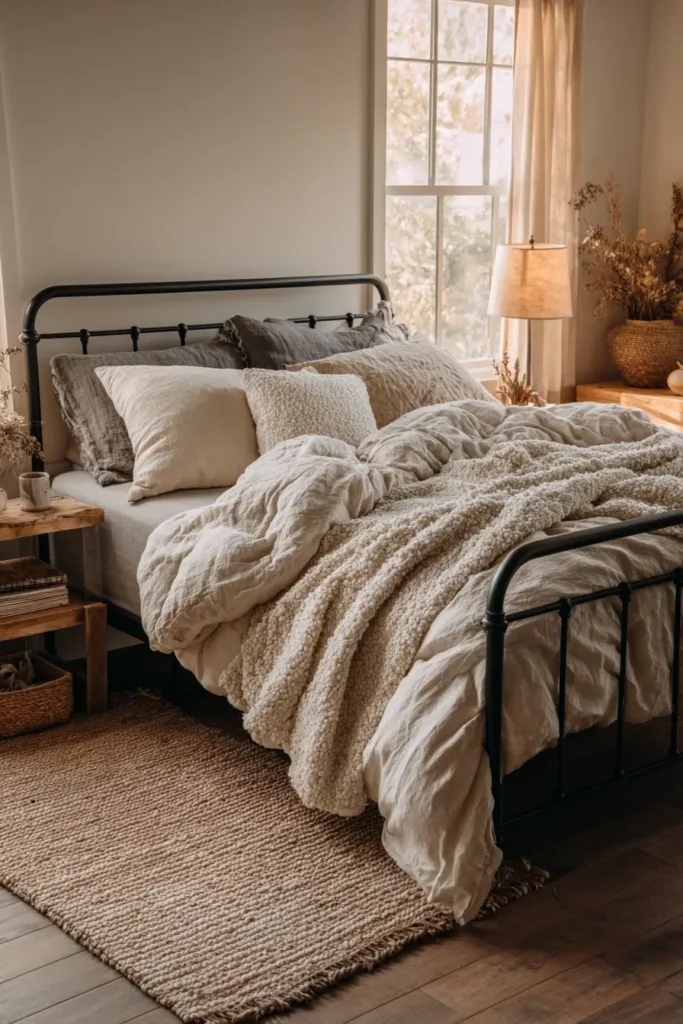 9. Soft Layered Bedding to Balance the Metal Look