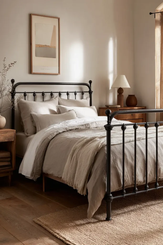 6. Vintage-Inspired Iron Beds with Modern Styling