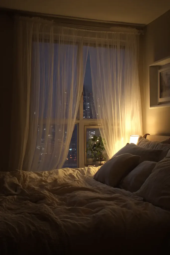 Window Light with Night Curtains Slightly Open