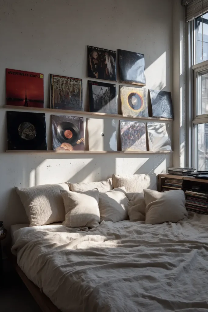 Album Covers Used as a Creative Headboard Alternative