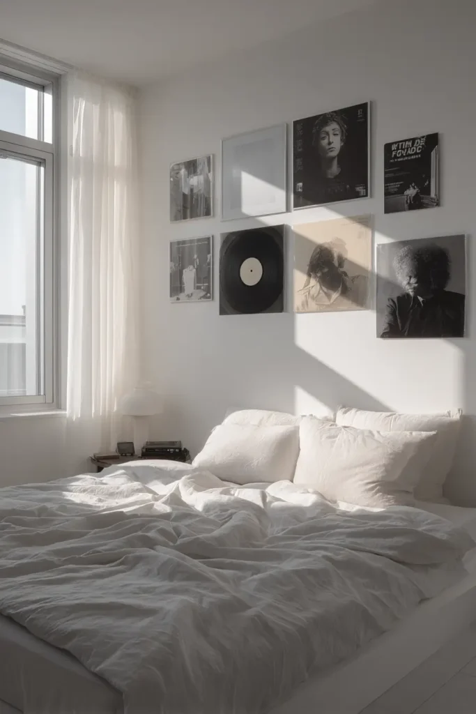 Black and White Album Covers for Minimalist Bedrooms