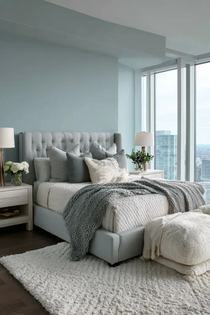 Blue Walls with Soft Gray Accents