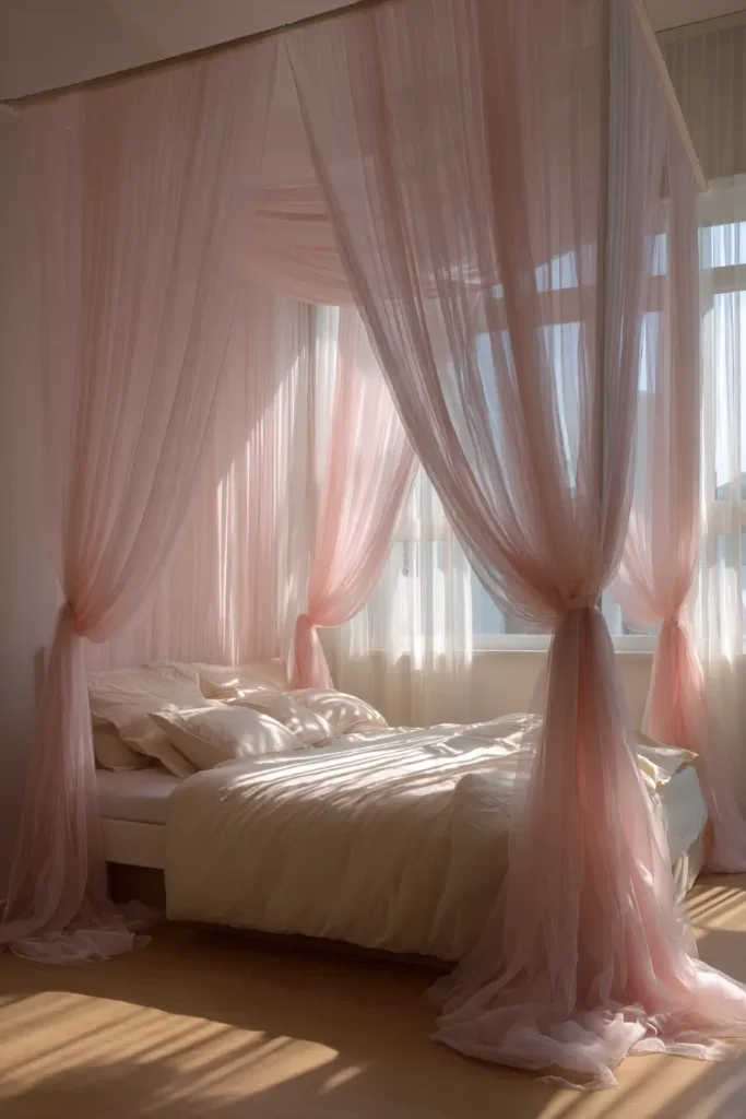 Blush Pink Canopy Bed
