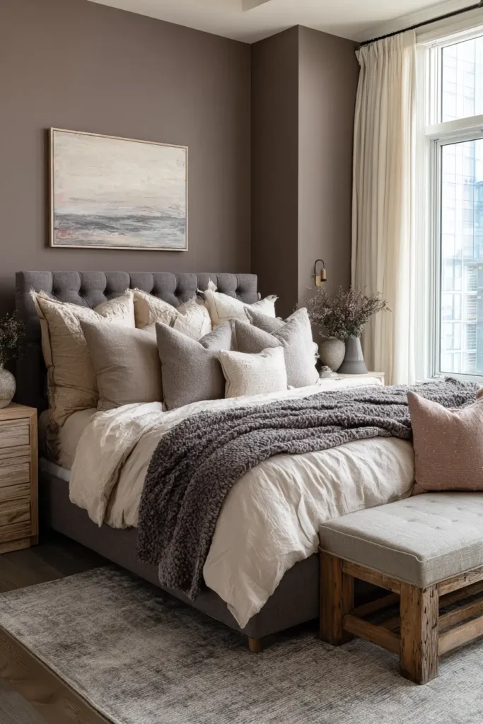 Brown Walls Layered with Soft Neutral Tones