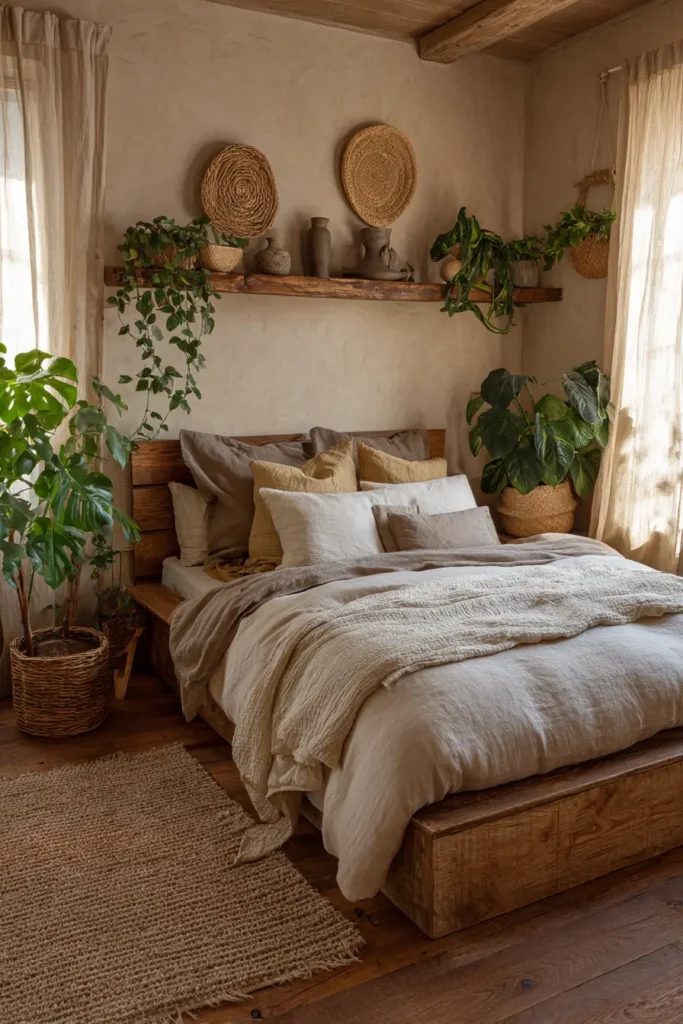 Brown Walls with Natural Decor Accents