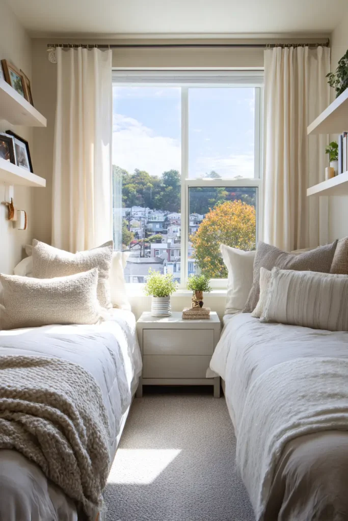 Compact Twin Bedrooms with Shared Storage