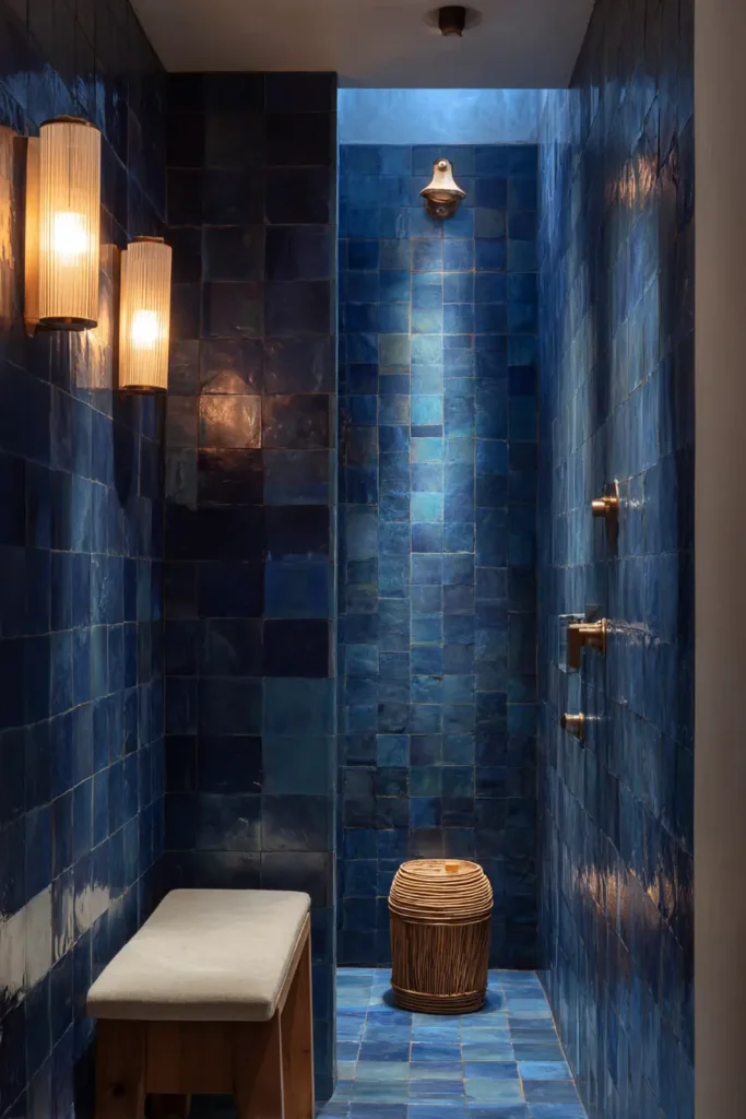 Dark Blue Tiles with Soft Lighting