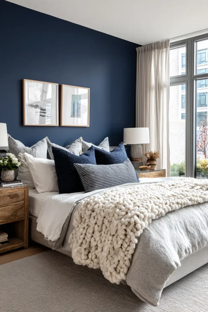 Deep Navy Accent Walls for Bold Calm