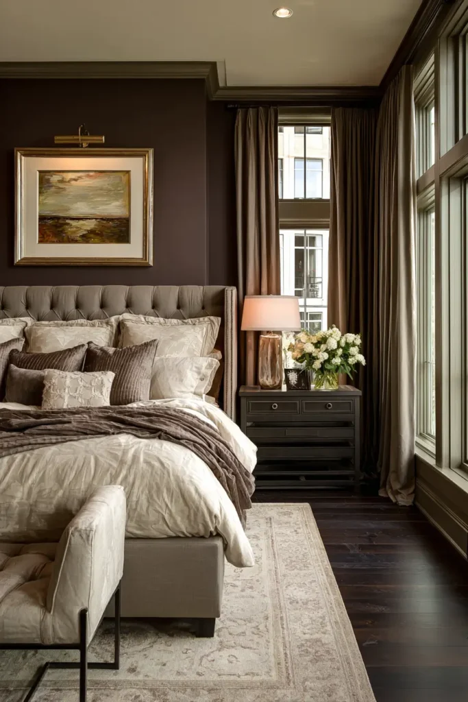 Elegant Master Bedrooms with Brown Walls